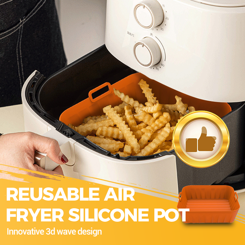 💎50% DE RÉDUCTION💎Pot en Silicone Réutilisable pour Friteuse à Air Chaud – Fond Ondulé 3D, Antiadhésif & Résistant de -40°C à 230°C🍟🔥