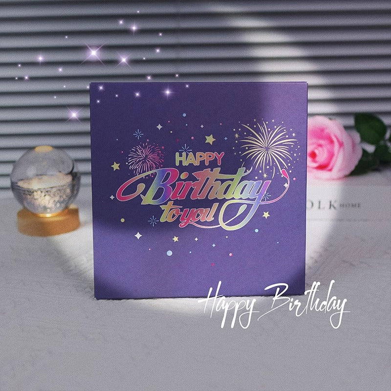 🎂Carte d’Anniversaire Magique – Gâteau 3D, Musique & Feux d’Artifice en un Souffle 🎇