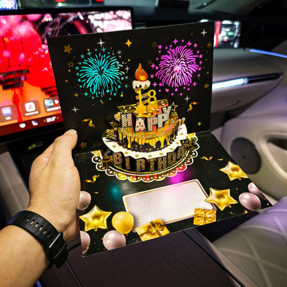 🎂Carte d’Anniversaire Magique – Gâteau 3D, Musique & Feux d’Artifice en un Souffle 🎇