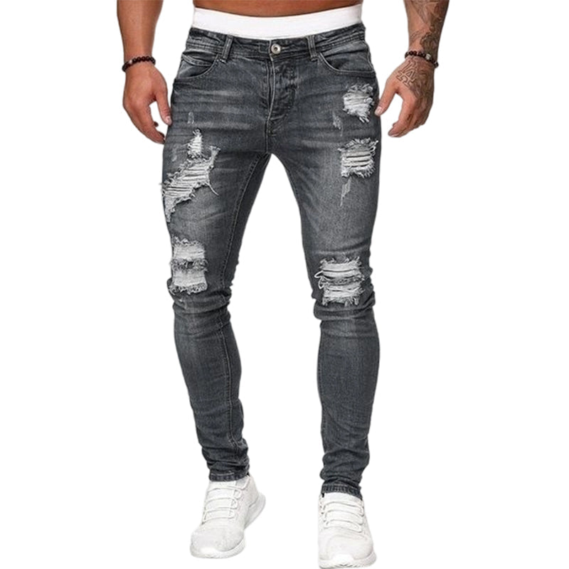 👖50 % DE RÉDUCTION !🔥Jean skinny délavé stylé pour homme – Coupe slim fuselée, coton respirant et détails déchirés tendance