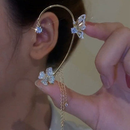 Boucles d'Oreilles Papillon Zircon avec Glands