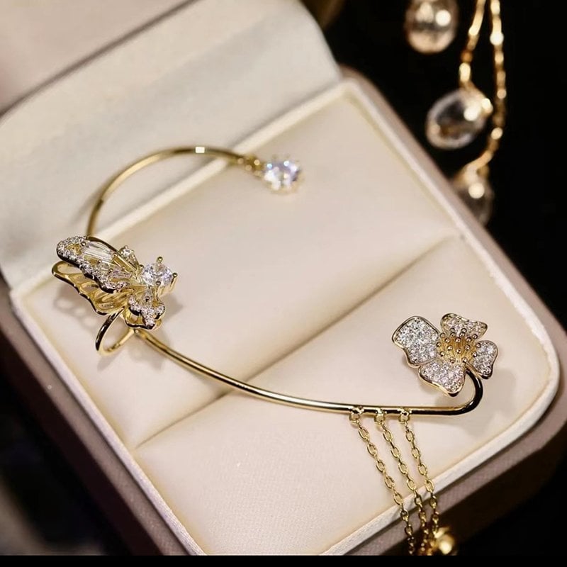 Boucles d'Oreilles Papillon Zircon avec Glands