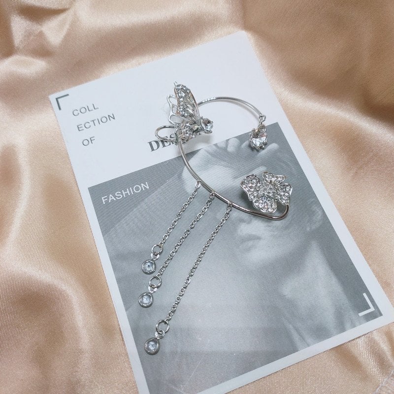 Boucles d'Oreilles Papillon Zircon avec Glands