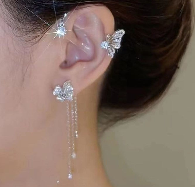 Boucles d'Oreilles Papillon Zircon avec Glands