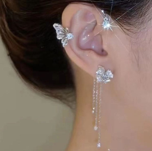 Boucles d'Oreilles Papillon Zircon avec Glands