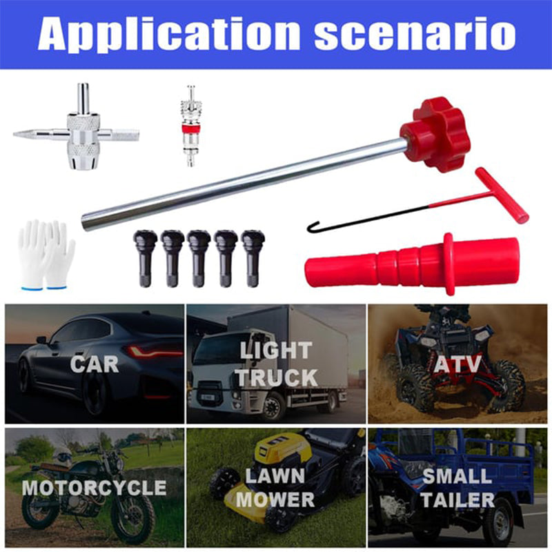 📢PROMO FLASH 50%🔧Kit d'Outils pour Valve de Pneu – Changement Rapide, Compatible Voiture/Moto/BTP, Outils Complets, Portable & Durable🚗