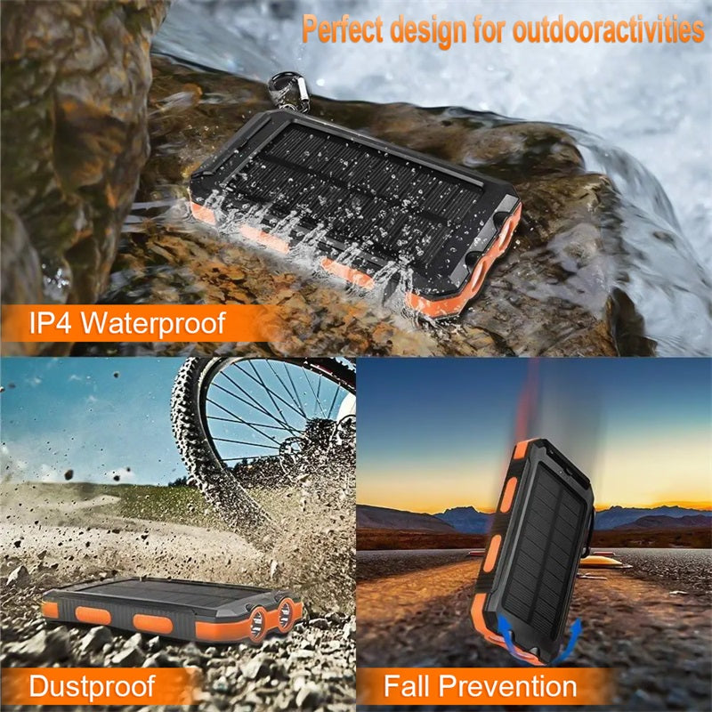Batterie externe solaire 10000mAh, chargeur solaire avec double lampe LED, batterie externe pour voyage, camping #TOP PICKS