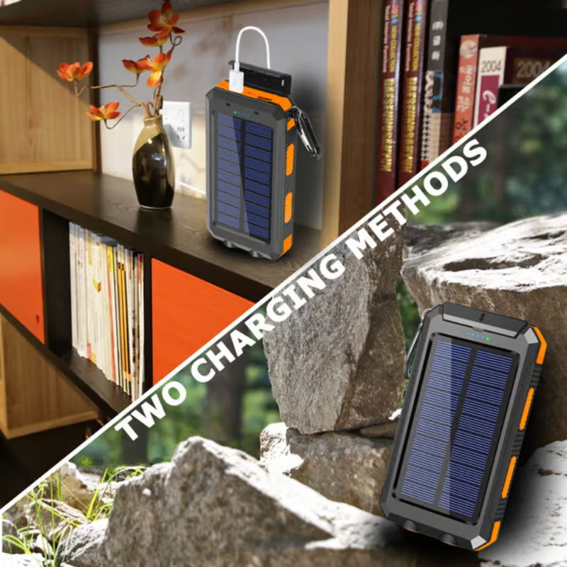 Batterie externe solaire 10000mAh, chargeur solaire avec double lampe LED, batterie externe pour voyage, camping #TOP PICKS