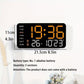 Grande horloge murale numérique avec affichage LED, dateur et thermomètre, cadeau idéal pour les personnes âgées, décoration pour le salon et la chambre à coucher
