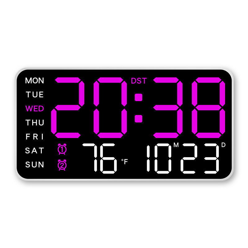 Grande horloge murale numérique avec affichage LED, dateur et thermomètre, cadeau idéal pour les personnes âgées, décoration pour le salon et la chambre à coucher