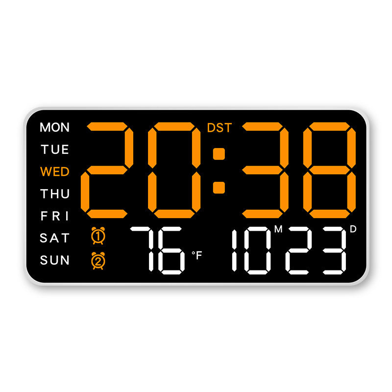 Grande horloge murale numérique avec affichage LED, dateur et thermomètre, cadeau idéal pour les personnes âgées, décoration pour le salon et la chambre à coucher