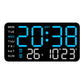 Grande horloge murale numérique avec affichage LED, dateur et thermomètre, cadeau idéal pour les personnes âgées, décoration pour le salon et la chambre à coucher