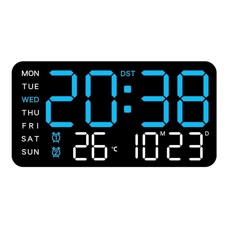Grande horloge murale numérique avec affichage LED, dateur et thermomètre, cadeau idéal pour les personnes âgées, décoration pour le salon et la chambre à coucher