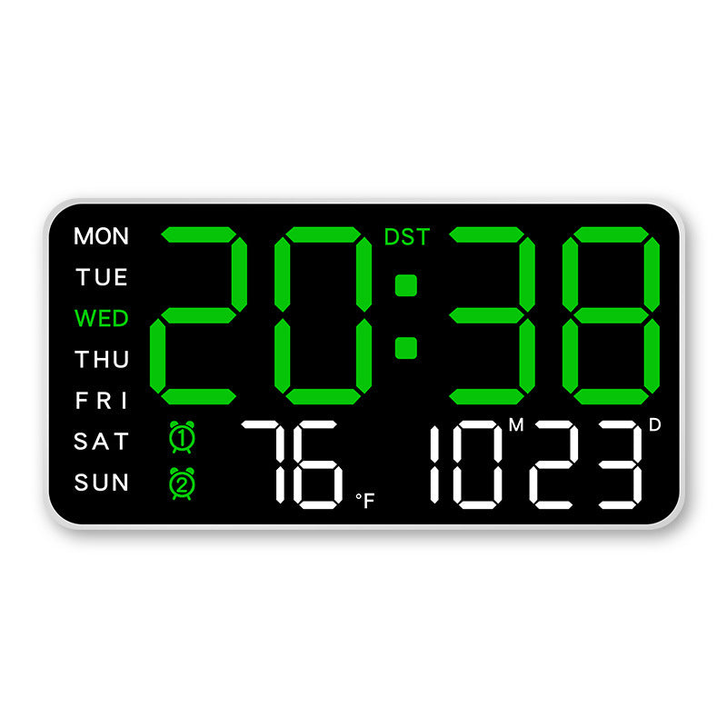 Grande horloge murale numérique avec affichage LED, dateur et thermomètre, cadeau idéal pour les personnes âgées, décoration pour le salon et la chambre à coucher
