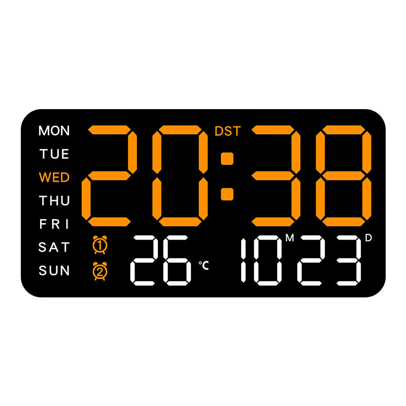Grande horloge murale numérique avec affichage LED, dateur et thermomètre, cadeau idéal pour les personnes âgées, décoration pour le salon et la chambre à coucher