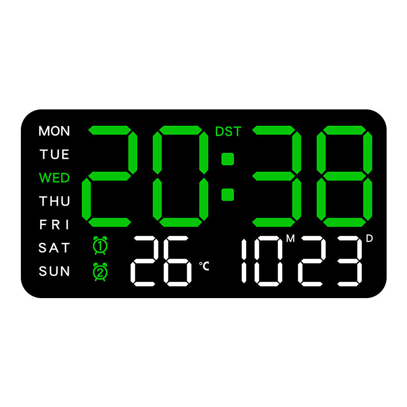 Grande horloge murale numérique avec affichage LED, dateur et thermomètre, cadeau idéal pour les personnes âgées, décoration pour le salon et la chambre à coucher