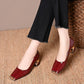 👠 Escarpins à talons carrés en imitation peau de serpent pour femmes – Bout carré, détail métallique et confort optimal toute la journée ✨