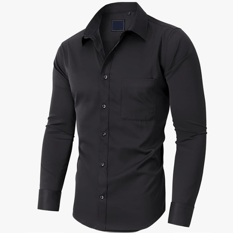💎50% DE RÉDUCTION💎Chemise à Manches Longues Unie – Coupe Confortable, Anti-Froissement & Tissu Respirant en Coton pour Homme 👔✨