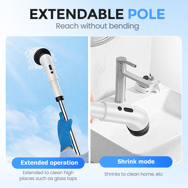 💐 50% DE RÉDUCTION! 🧼 Brosse électrique extensible – Atteint les recoins & sans effort ✨