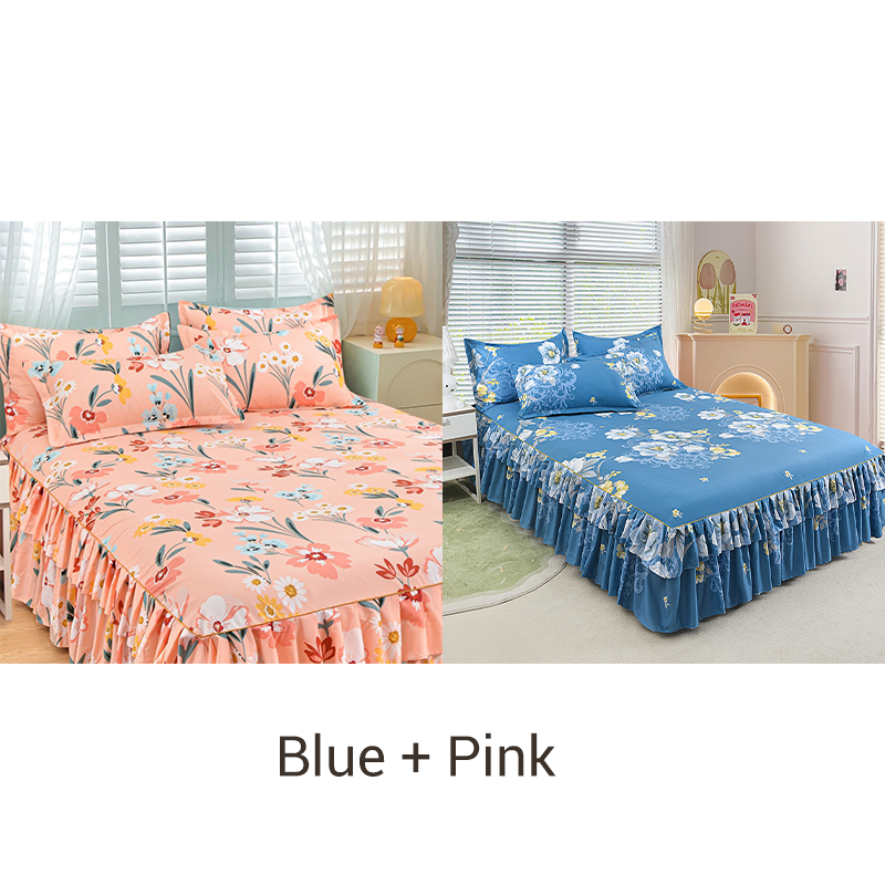 🌹Convient à toutes les saisons🌹 Romantisme au Lit - Jupe de Lit à Volants 3 Pièces - Tombé Élégant & Changement Facile 【Offre limitée】🛏️