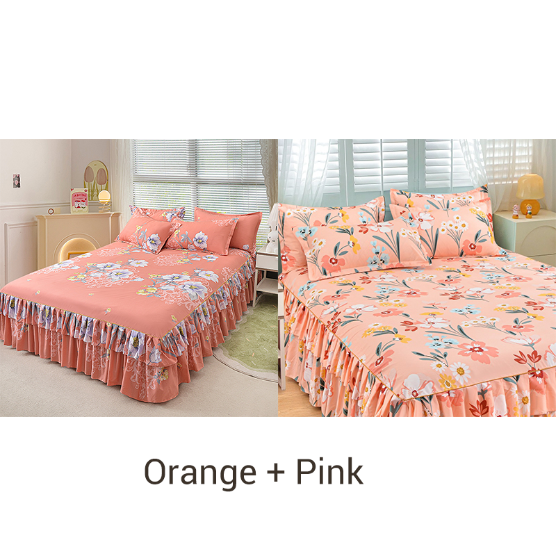 🌹Convient à toutes les saisons🌹 Romantisme au Lit - Jupe de Lit à Volants 3 Pièces - Tombé Élégant & Changement Facile 【Offre limitée】🛏️