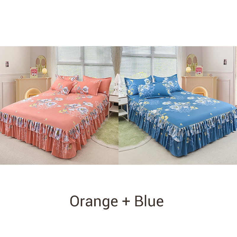 🌹Convient à toutes les saisons🌹 Romantisme au Lit - Jupe de Lit à Volants 3 Pièces - Tombé Élégant & Changement Facile 【Offre limitée】🛏️