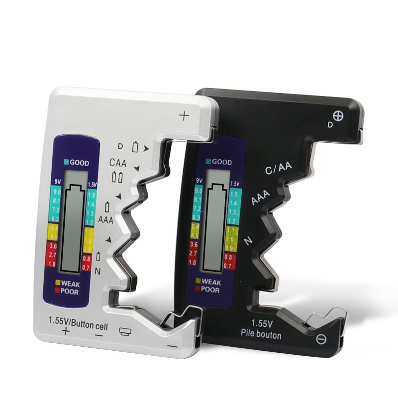 Testeur de Batteries Universel - Vérifie Piles AA, AAA, 9V, Bouton et Plus en 3 Secondes, Compact et Précis