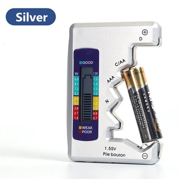 Testeur de Batteries Universel - Vérifie Piles AA, AAA, 9V, Bouton et Plus en 3 Secondes, Compact et Précis