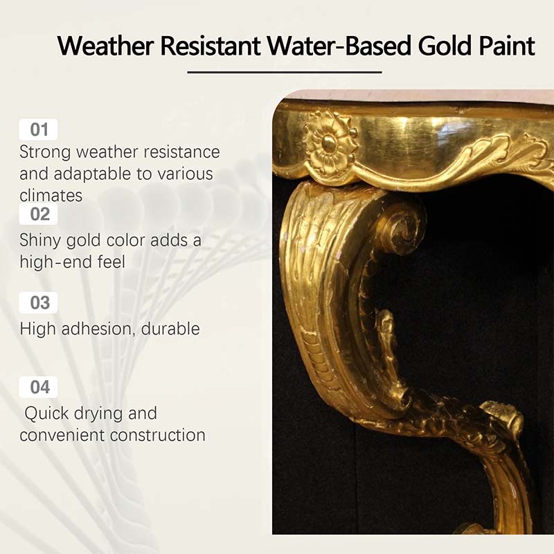 🎨✨ Peinture Dorée à Base d'Eau Résistante aux Intempéries – Effet Feuille d'Or, Adhérence Maxi & Écologique (150 g + Pinceau)