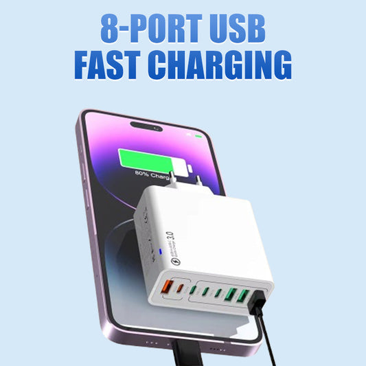Chargeur de Téléphone Mobile à Charge Rapide USB 8 Ports