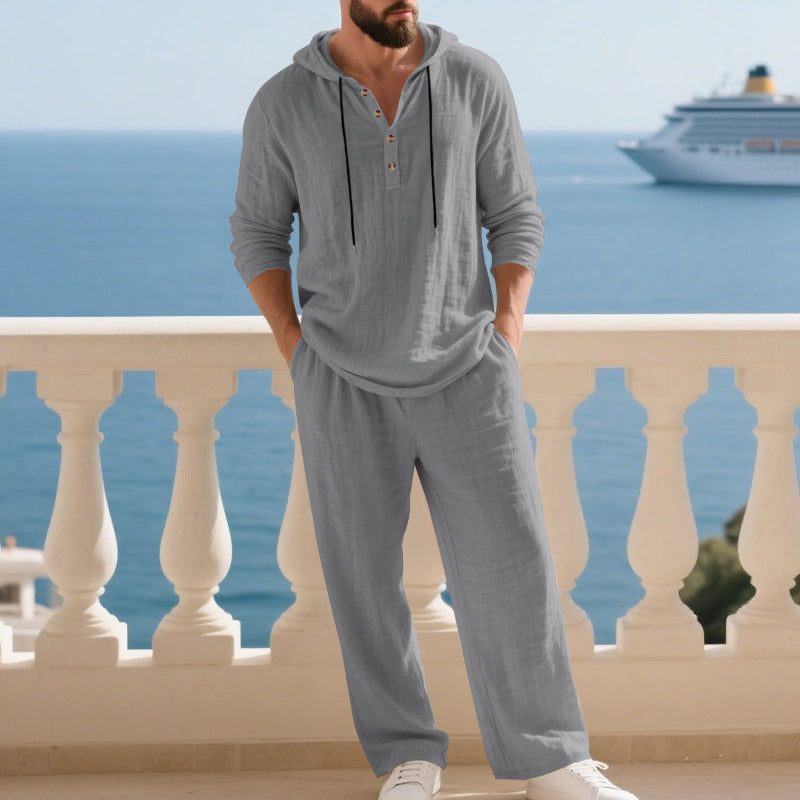 Ensemble 2 pièces pour homme : haut à capuche ample et décontracté et pantalon