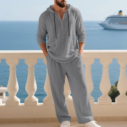 Ensemble 2 pièces pour homme : haut à capuche ample et décontracté et pantalon