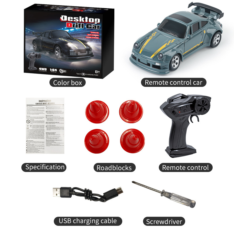 Mini voiture de drift télécommandée de bureau rechargeable