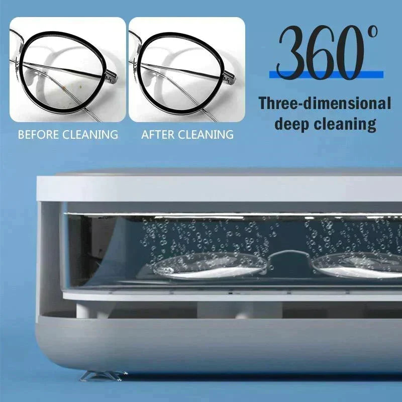 💎 50% DE RÉDUCTION! 🔊 Nettoyeur ultrasonique portable – Cycle 3 min, PP & piles AAA – Nettoyage en profondeur pour lunettes & bijoux ✨