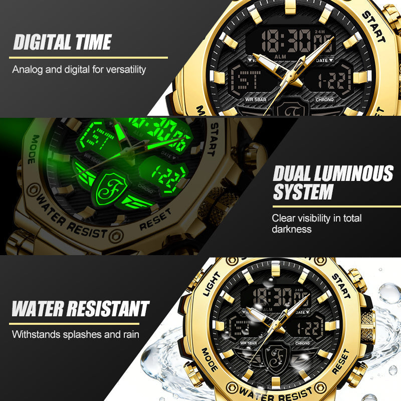 ⏰Montre multifonction imperméable et lumineuse pour homme – Double affichage, étanchéité 50 m & rétroéclairage🌙⌚