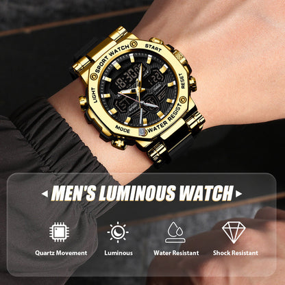 ⏰Montre multifonction imperméable et lumineuse pour homme – Double affichage, étanchéité 50 m & rétroéclairage🌙⌚