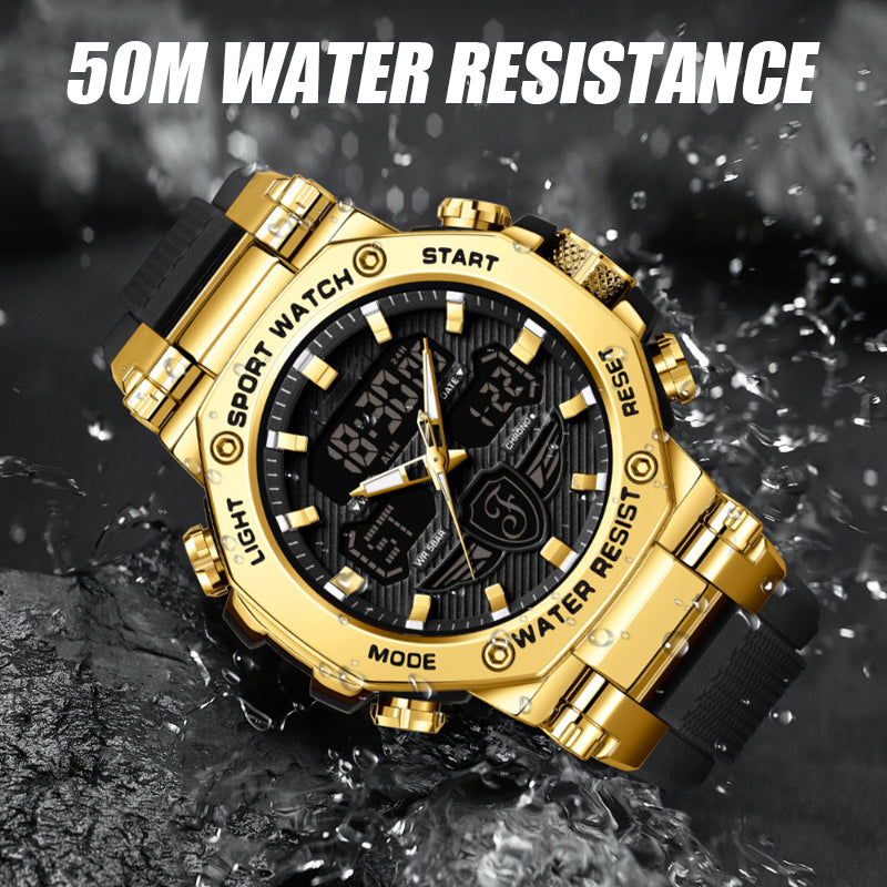 ⏰Montre multifonction imperméable et lumineuse pour homme – Double affichage, étanchéité 50 m & rétroéclairage🌙⌚