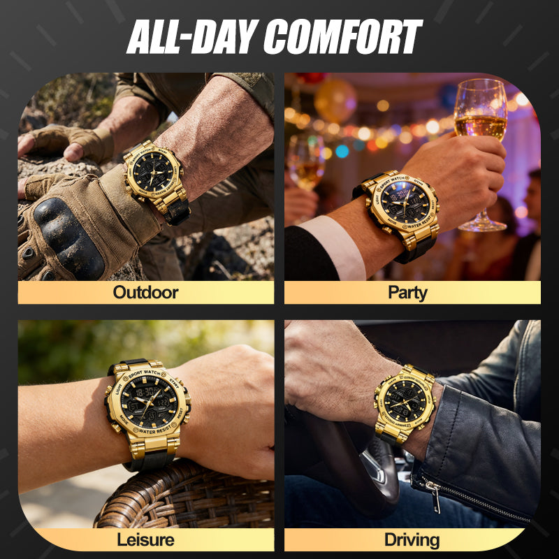 ⏰Montre multifonction imperméable et lumineuse pour homme – Double affichage, étanchéité 50 m & rétroéclairage🌙⌚