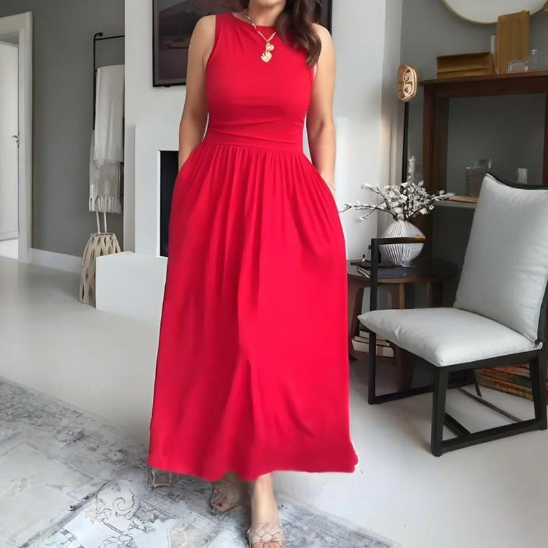 📢📢50 % de réduction !! ⏰Robe longue élégante à col rond pour femme 👗