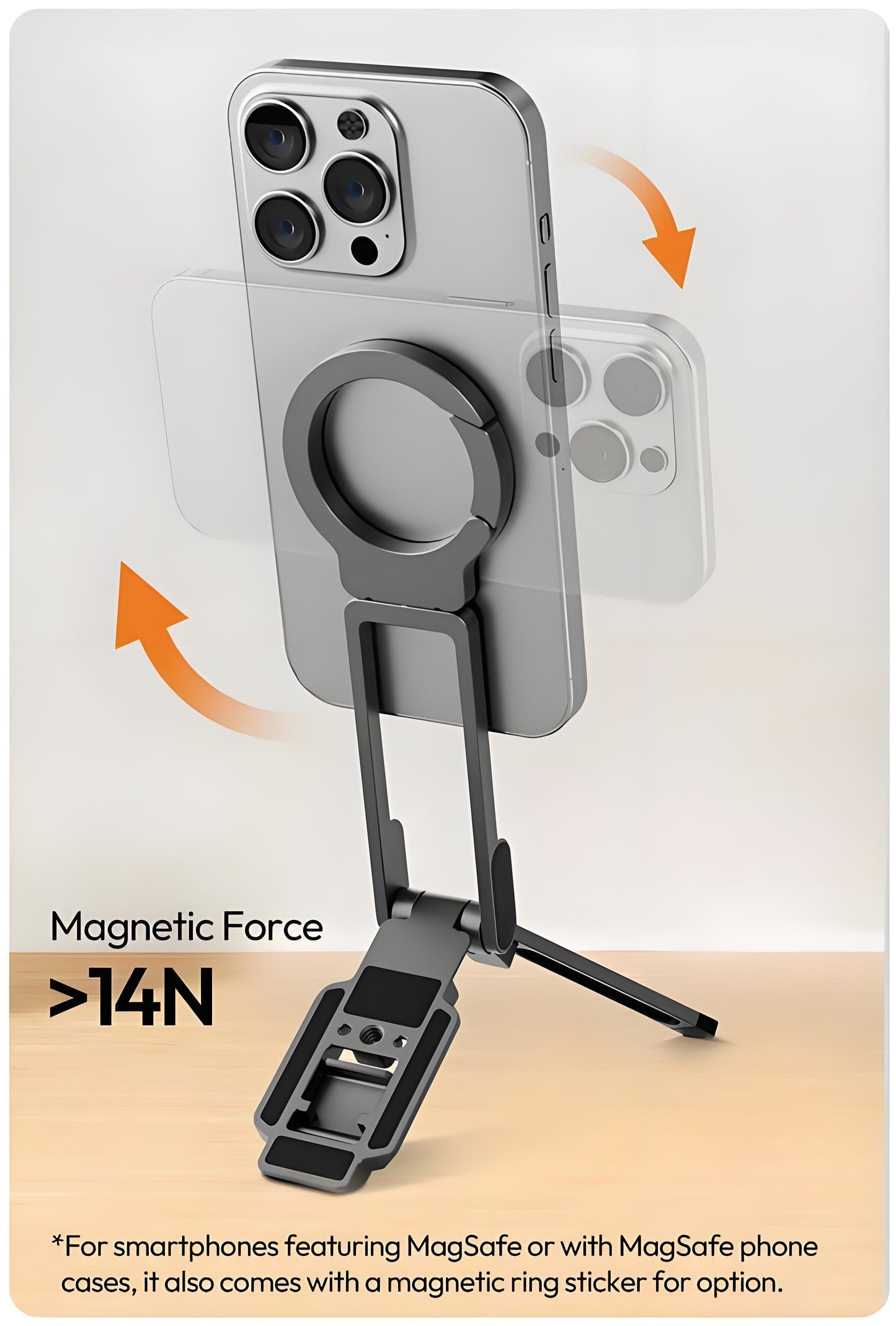 Support Magnétique ULANZI MA38 - Mini Trépied 5-en-1 avec Double Aimant MagSafe, Crochet Rabattable et Base Arca-Swiss