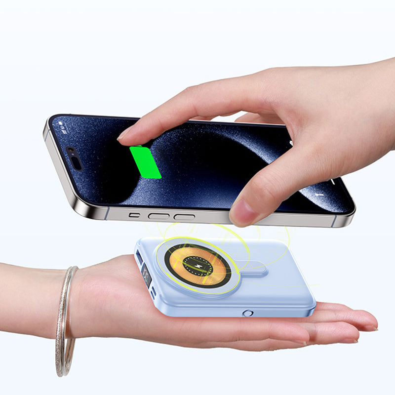 Magnétique sans fil Power Bank 10000mAh Chargrs rapide avec support téléphonique