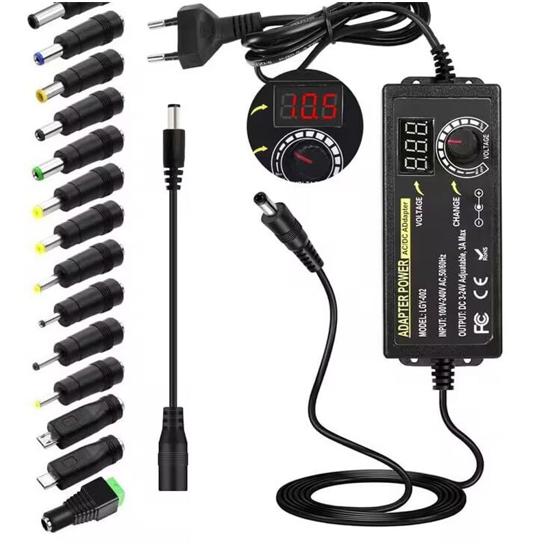 🔌 OFFRE LIMITÉE -50% ⚡ Adaptateur Secteur Universel 3V–24V/3A — Écran Numérique, Protection Intelligente
