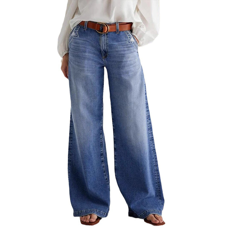 👡50 % de réduction + livraison gratuite✨ Jean vintage taille haute à jambes larges pour femme