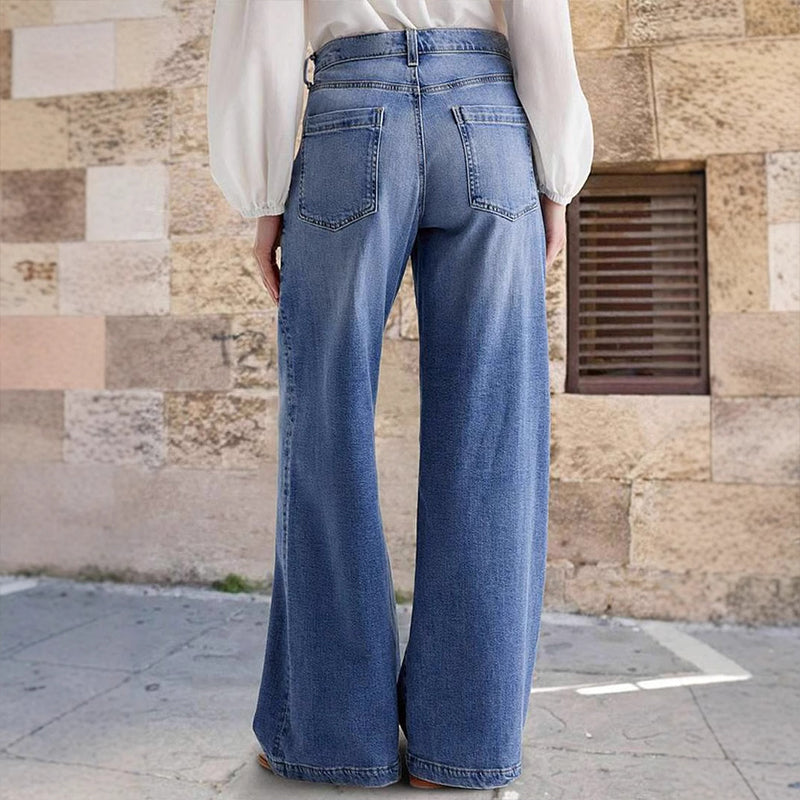 👡50 % de réduction + livraison gratuite✨ Jean vintage taille haute à jambes larges pour femme