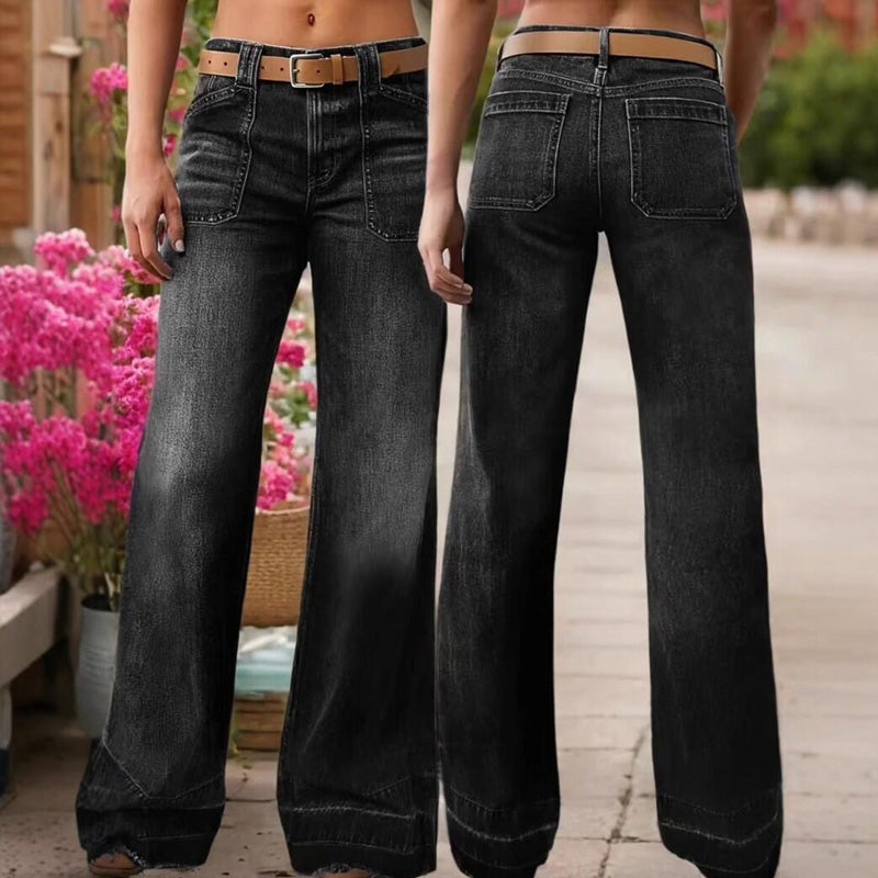 👖✨Chic Rétro | Jean Évasé Femme | Coupe Allongeante & Poches Généreuses💫
