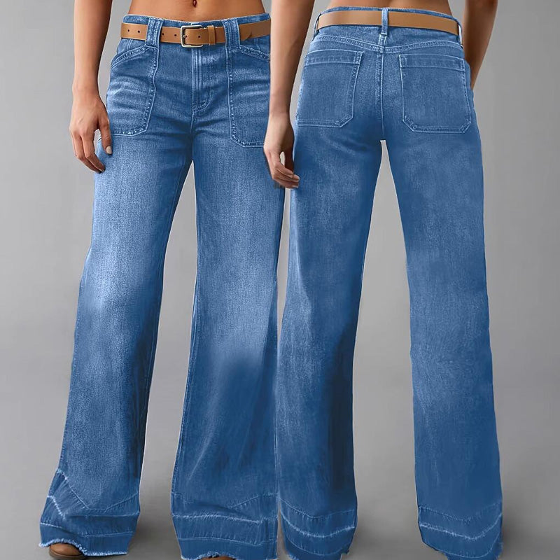 👖✨Chic Rétro | Jean Évasé Femme | Coupe Allongeante & Poches Généreuses💫