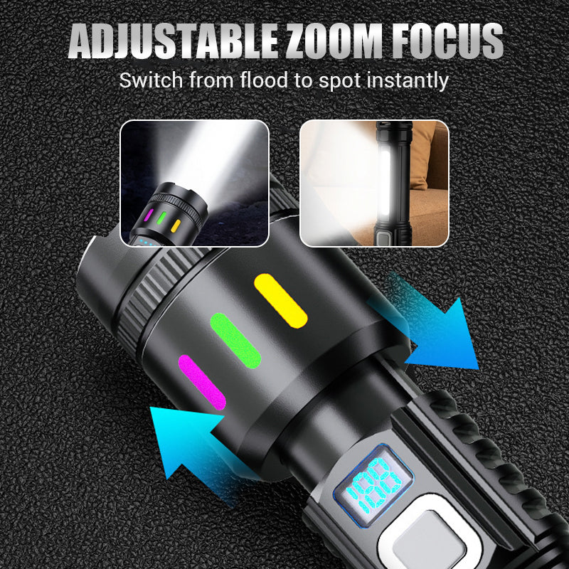 ⏰Lampe de poche LED zoom multifonctionnelle avec affichage de la puissance