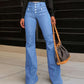 Jean Évasé Taille Haute Tendance pour Femme