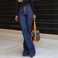 Jean Évasé Taille Haute Tendance pour Femme