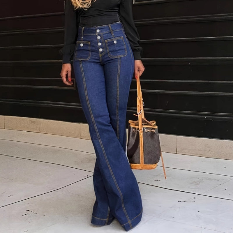 Jean Évasé Taille Haute Tendance pour Femme